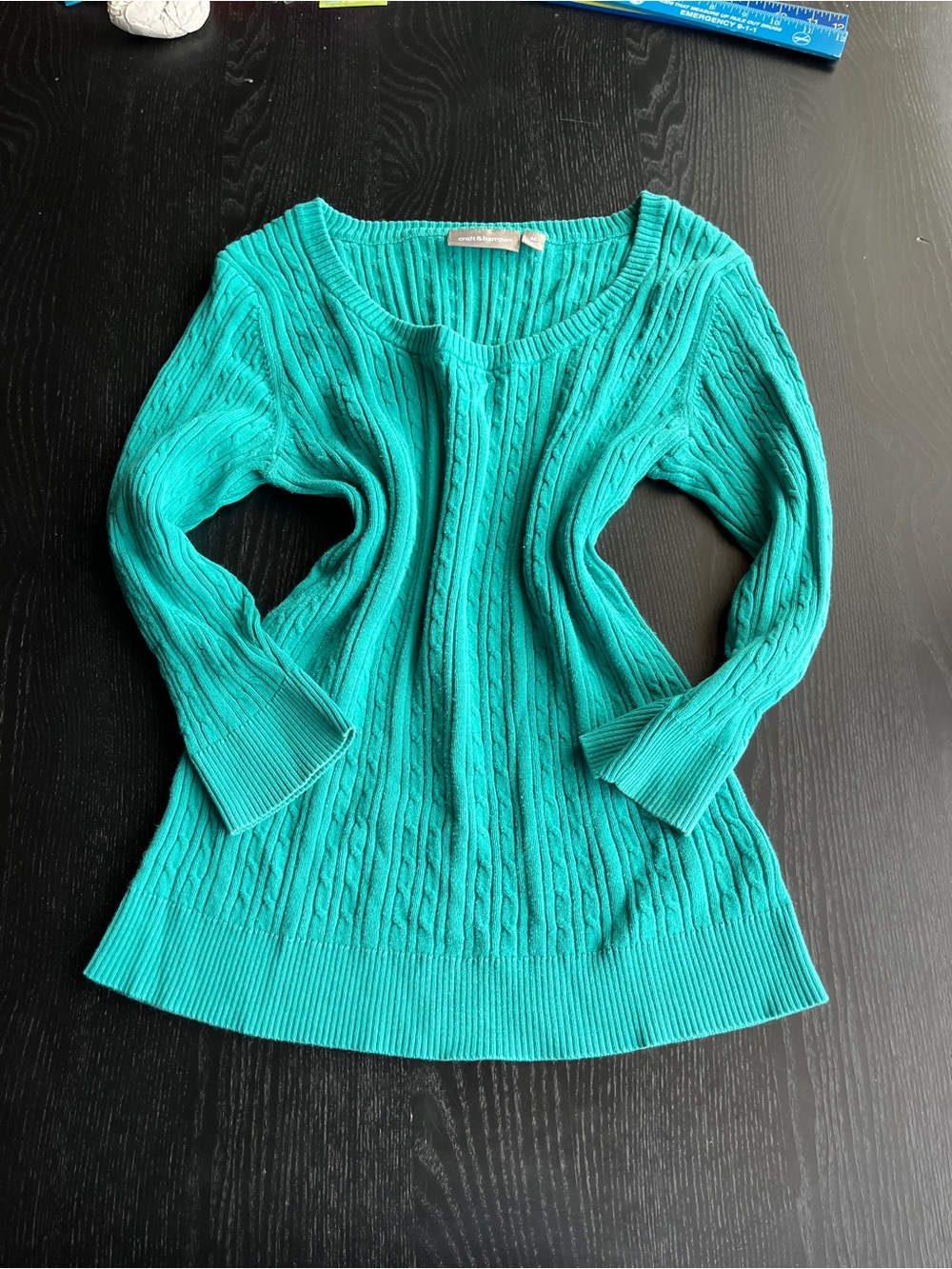 Croft & Barrow Size M Teal Cable Knit Scoop Neck Sweater 🧶